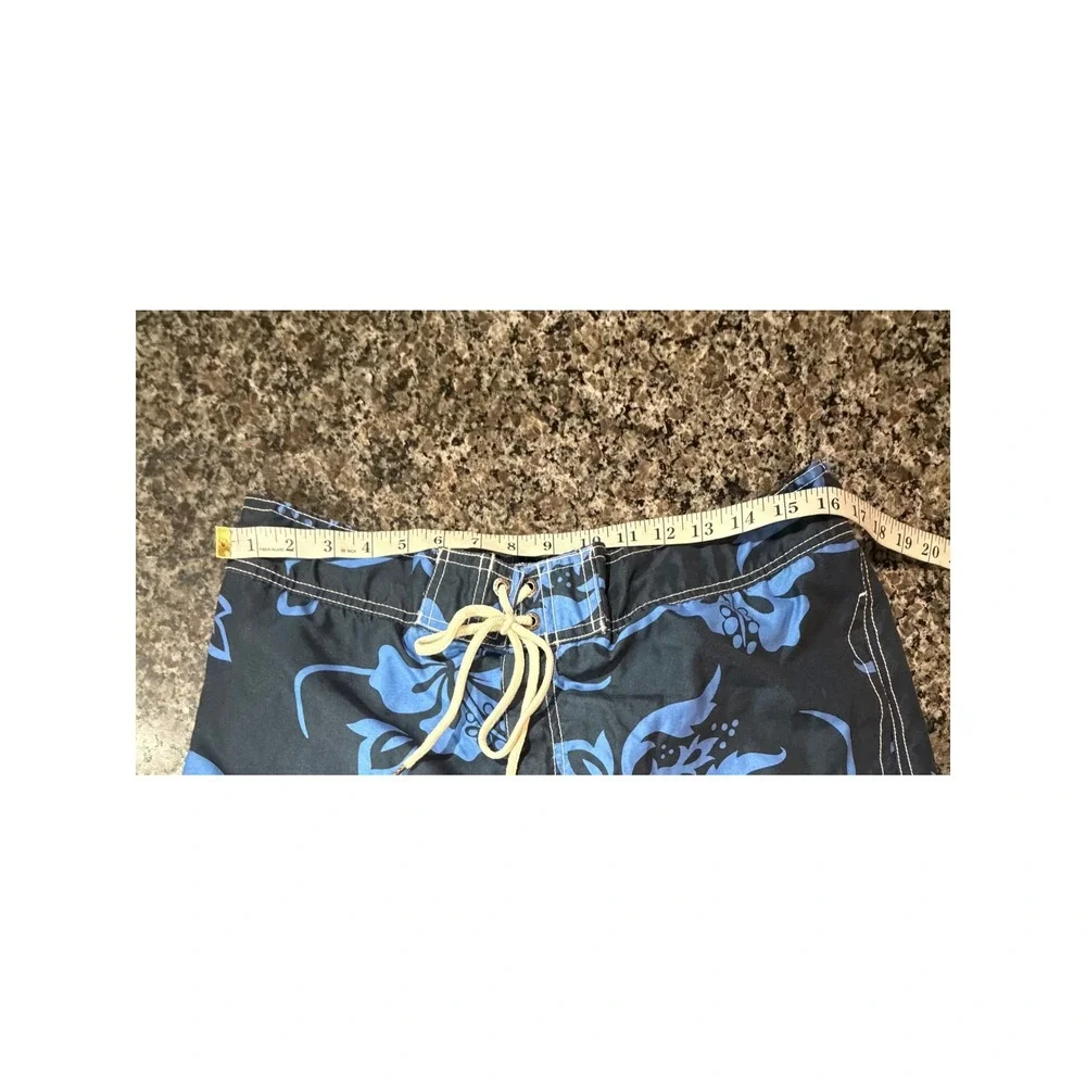 Merona Mens Blue Hibiscus Floral‎ Swim Trunks Cargo Pocket Board Shorts Large